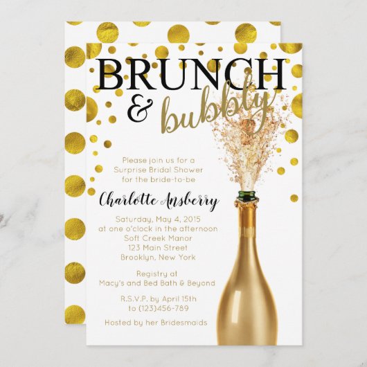 Invitation de Brunch et de Bubbly (Devant / Derrière)