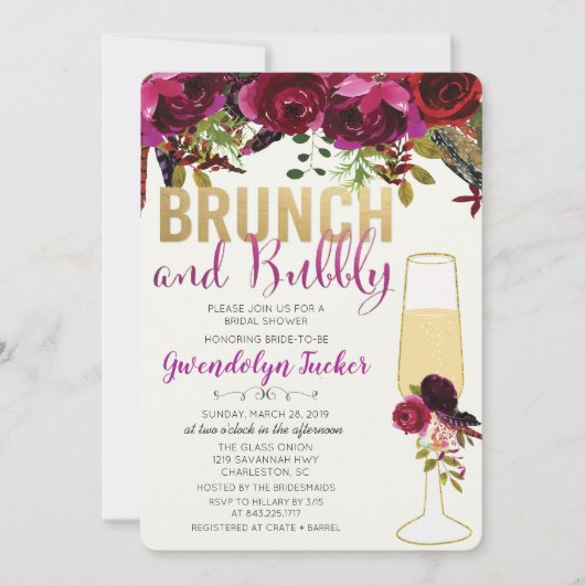 Invitation de Brunch et de Bubbly (Devant)
