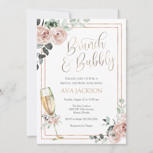 Invitation de Brunch et de Bubbly (Devant)