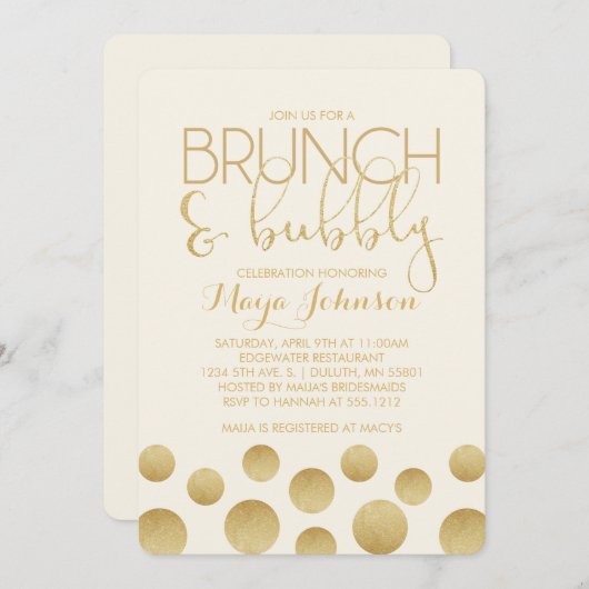 Invitation de Brunch et de Bubbly (Devant / Derrière)