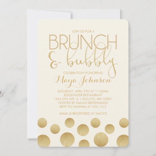 Invitation de Brunch et de Bubbly (Devant)