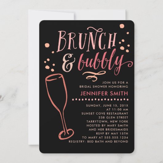 Invitation de Brunch et de Bubbly (Devant)