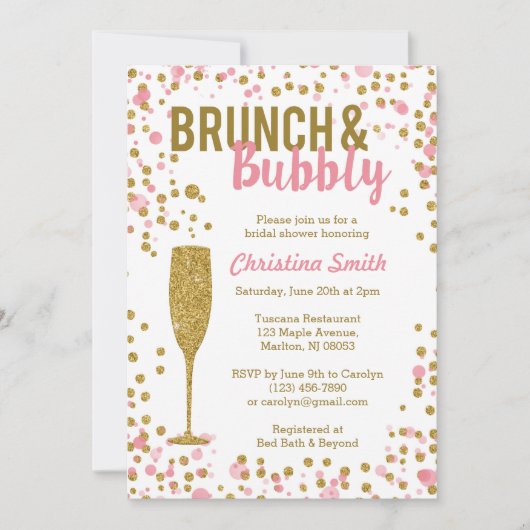 Invitation de Brunch et de Bubbly (Devant)