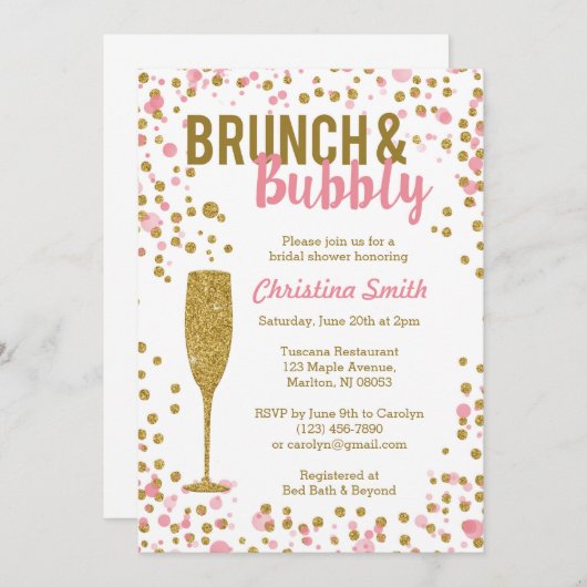 Invitation de Brunch et de Bubbly (Devant / Derrière)