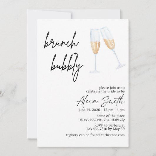 Invitation de Brunch et de Bubbly (Devant)