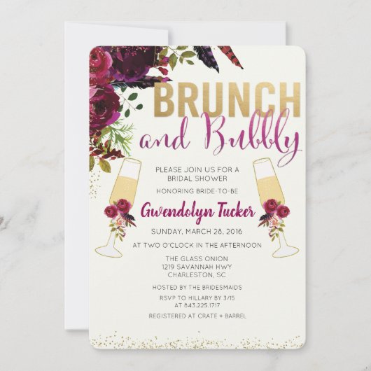 Invitation de Brunch et de Bubbly (Devant)