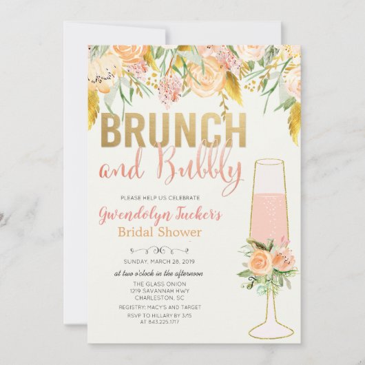 Invitation de Brunch et de Bubbly (Devant)
