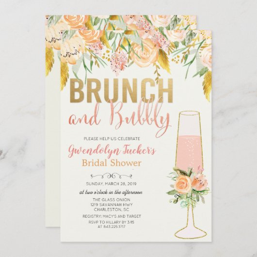 Invitation de Brunch et de Bubbly (Devant / Derrière)