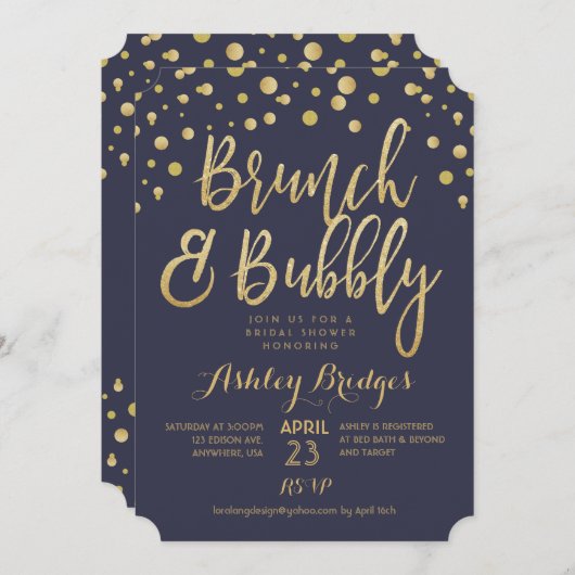 Invitation de Brunch et de Bubbly (Devant / Derrière)