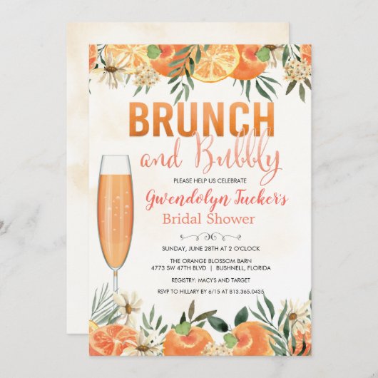 Invitation de Brunch et de Bubbly (Devant / Derrière)
