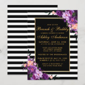 Invitation de Brunch Fête des mariées violet à ray (Devant / Derrière)