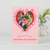 Invitation de brunch Fête des Mères Rose Floral Am (Debout devant)