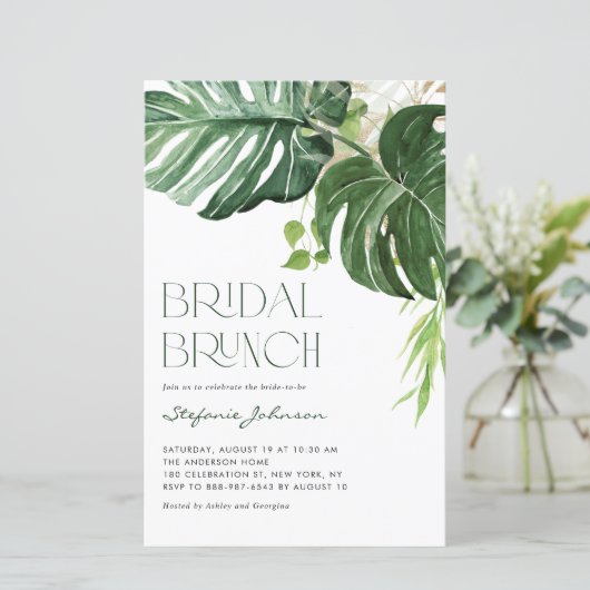 Invitation de Brunch Feuille d'été pour la nuptial (Debout devant)