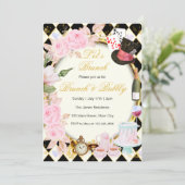 Invitation de brunch floral rose Alice aux pays de (Debout devant)
