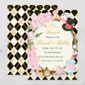 Invitation de brunch floral rose Alice aux pays de (Devant / Derrière)