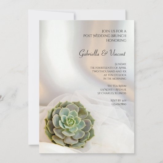 Invitation de Brunch Mariage de la Poste Succulent (Devant)