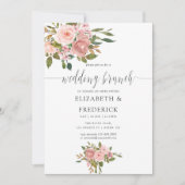 Invitation de Brunch Mariage rose et Rose (Devant)