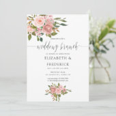 Invitation de Brunch Mariage rose et Rose (Debout devant)