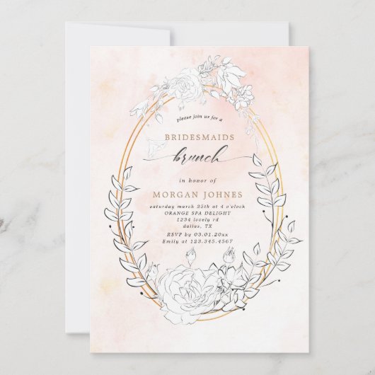 Invitation de Brunch moderne Blush Floral Bridesma (Devant)
