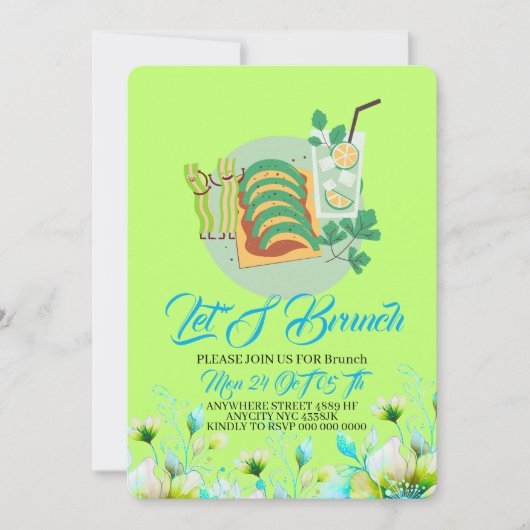 Invitation de brunch modifiable, Invitation de bru (Devant)