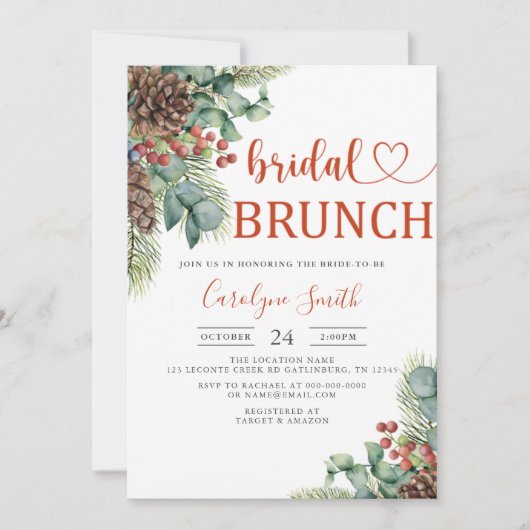 Invitation de Brunch nuptial de Noël (Devant)