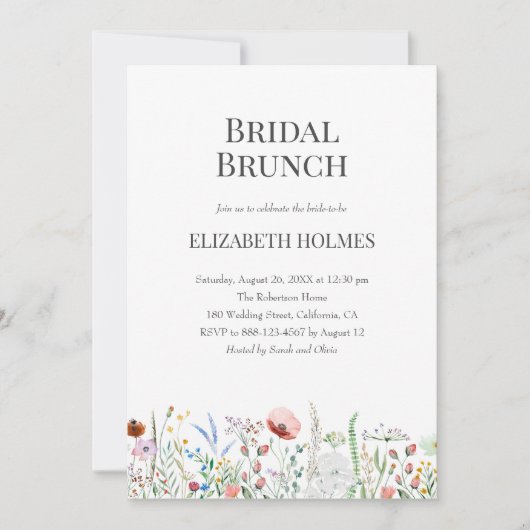 Invitation de Brunch nuptial Fleur sauvage Waterco (Devant)