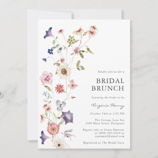 Invitation de Brunch nuptial floral (Devant)