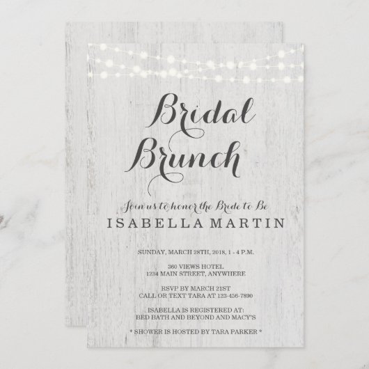 Invitation de Brunch nuptial - Mariage rustique (Devant / Derrière)
