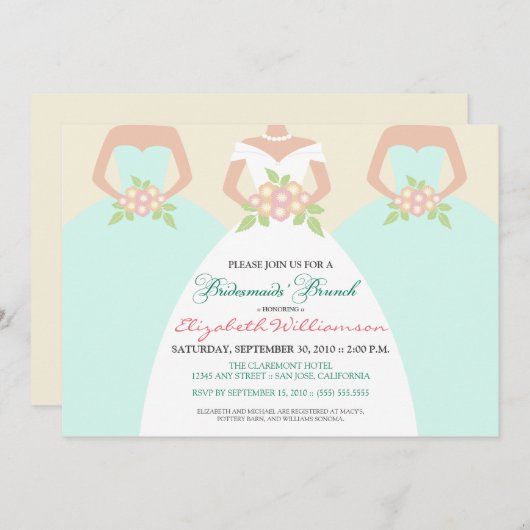 Invitation de Brunch nuptial (menthe) (Devant / Derrière)