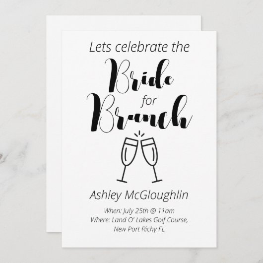 Invitation de brunch nuptial simple (Devant / Derrière)