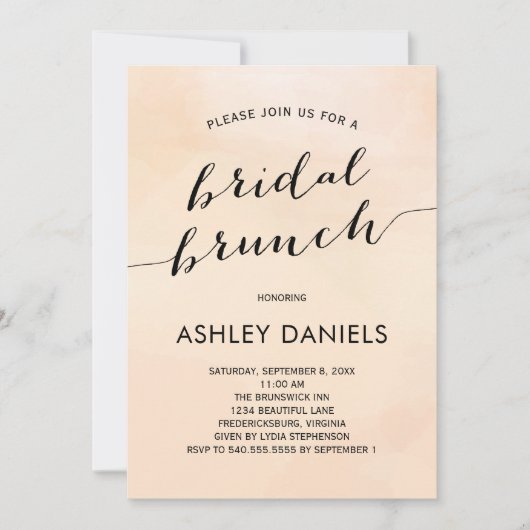 Invitation de brunch nuptiale Blush Apricot (Devant)