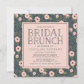 Invitation de brunch nuptiale de minuit Blush Bloo (Devant)