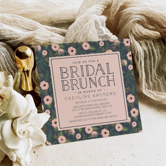 Invitation de brunch nuptiale de minuit Blush Bloo