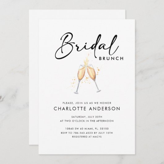 Invitation de Brunch nuptiale de script moderne (Devant / Derrière)