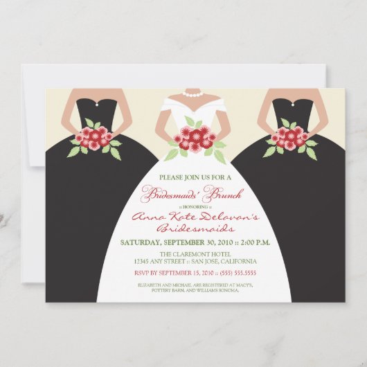 Invitation de brunch nuptiale (noir) (Devant)