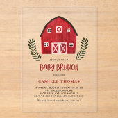 Invitation de brunch pour bébé à la ferme avec gra (Recto)