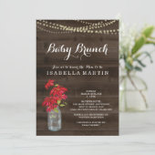 Invitation de Brunch pour bébé de Noël - Poinsetti (Debout devant)