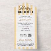 Invitation de Brunch pour bébé rayé jaune avec car (À l'intérieur)