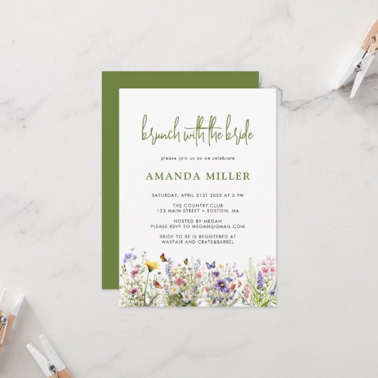 Invitation de brunch pour la baby shower de mariag (Devant/Arrière en situation)