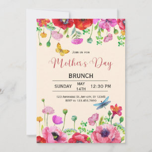 Invitation de brunch pour la fête des mères aquare