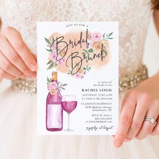Invitation de Brunch pour mariée de vins floraux