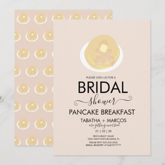Invitation de brunch pour petit déjeuner de pancak (Devant / Derrière)