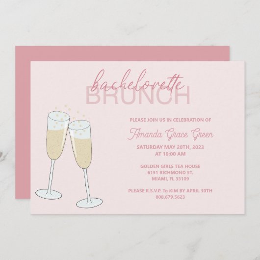 Invitation de brunch pour une future mariée au cha (Devant / Derrière)