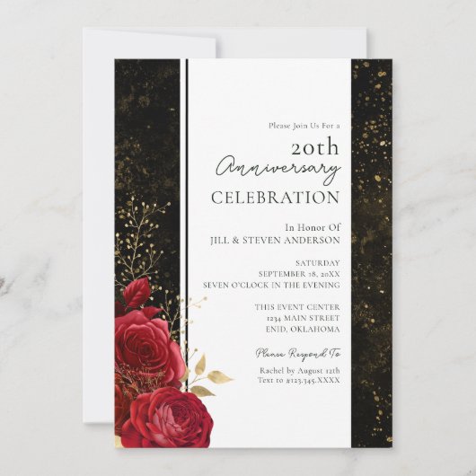 Invitation de budget floral pour les 20 ans de mar (Devant)