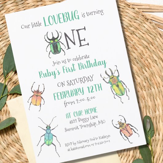 Invitation de Bugs Amour Premier Anniversaire