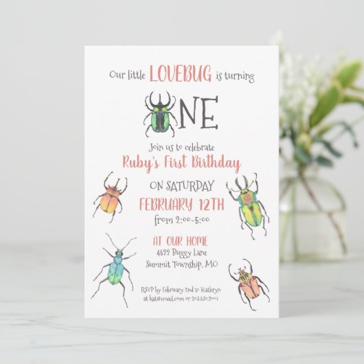 Invitation de Bugs Amour Premier Anniversaire (Debout devant)