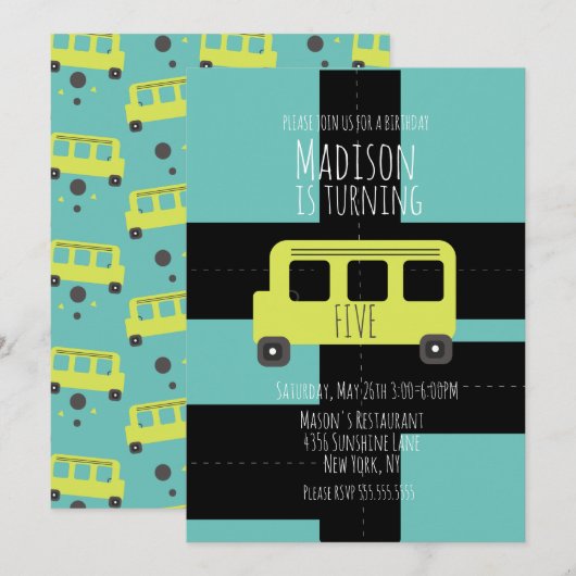 Invitation de bus de roue de transport scolaire (Devant / Derrière)