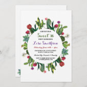 Invitation de cactus de fiesta de fête (Devant / Derrière)