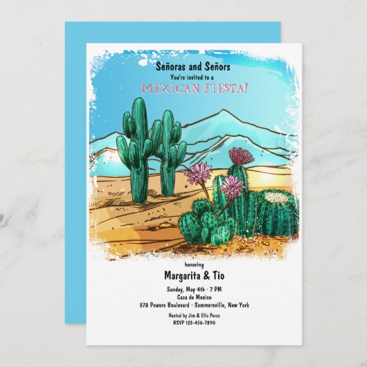 Invitation de Cactus du désert (Devant / Derrière)