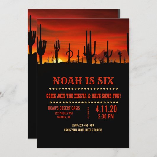 Invitation de Cactus du désert (Devant / Derrière)